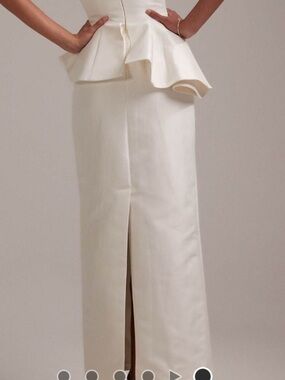 ASOS Cream Maxi Peplum Skirt with Front Slit